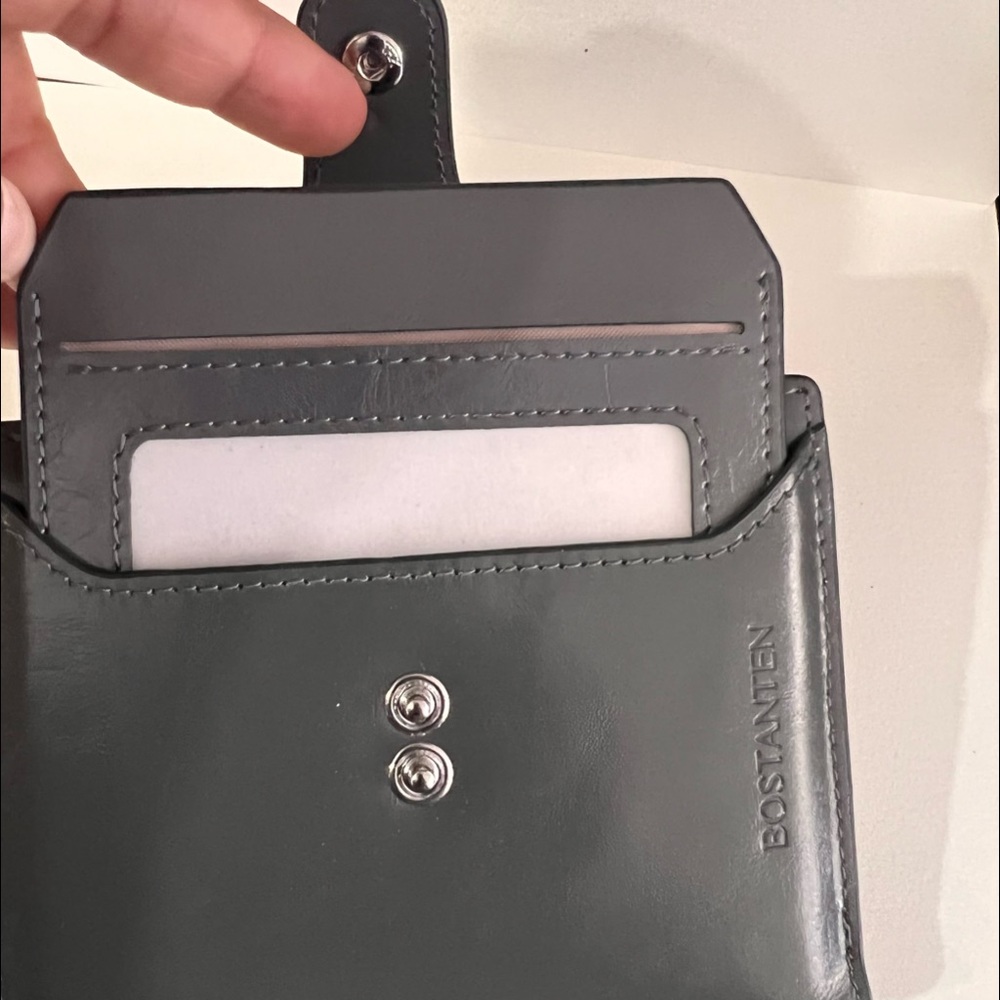 New Bostanten Leather Wallet Gray Removable Card Wallet - Picture 4 of 15